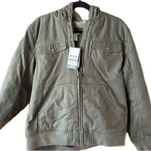 Duluth Trading women’s NWT Fire Hose hooded green canvas  jacket coat XL